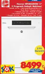 HOOVER HFF3E53EOW-17 5 PROGRAMLI BULAŞIK MAKİNESİ